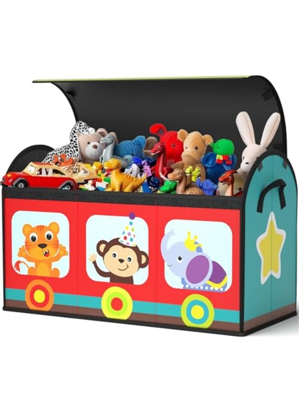 New Large Flip-Top Toy Box Storage with Fabric Lid & Handles for Kids